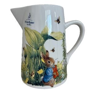 Peter Rabbit Water Pitcher 6 1/2” Beatrix Potter Spring Floral Plants Easter NEW